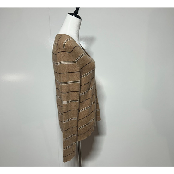 Valerie Stevens Sweater Womens Large‎ Brown Stripe 100% Cashmere Long Sleeve - Picture 4 of 11